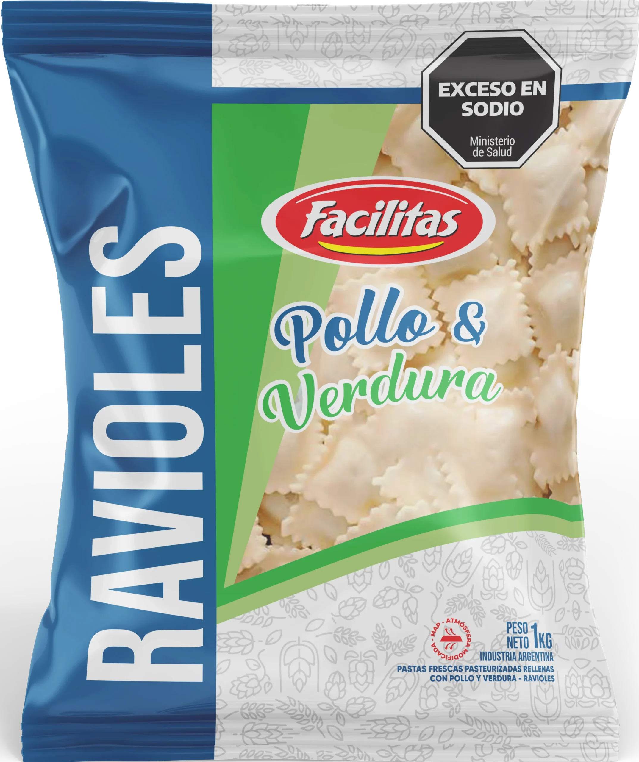Ravioles Pollo y Verdura x 1000 g