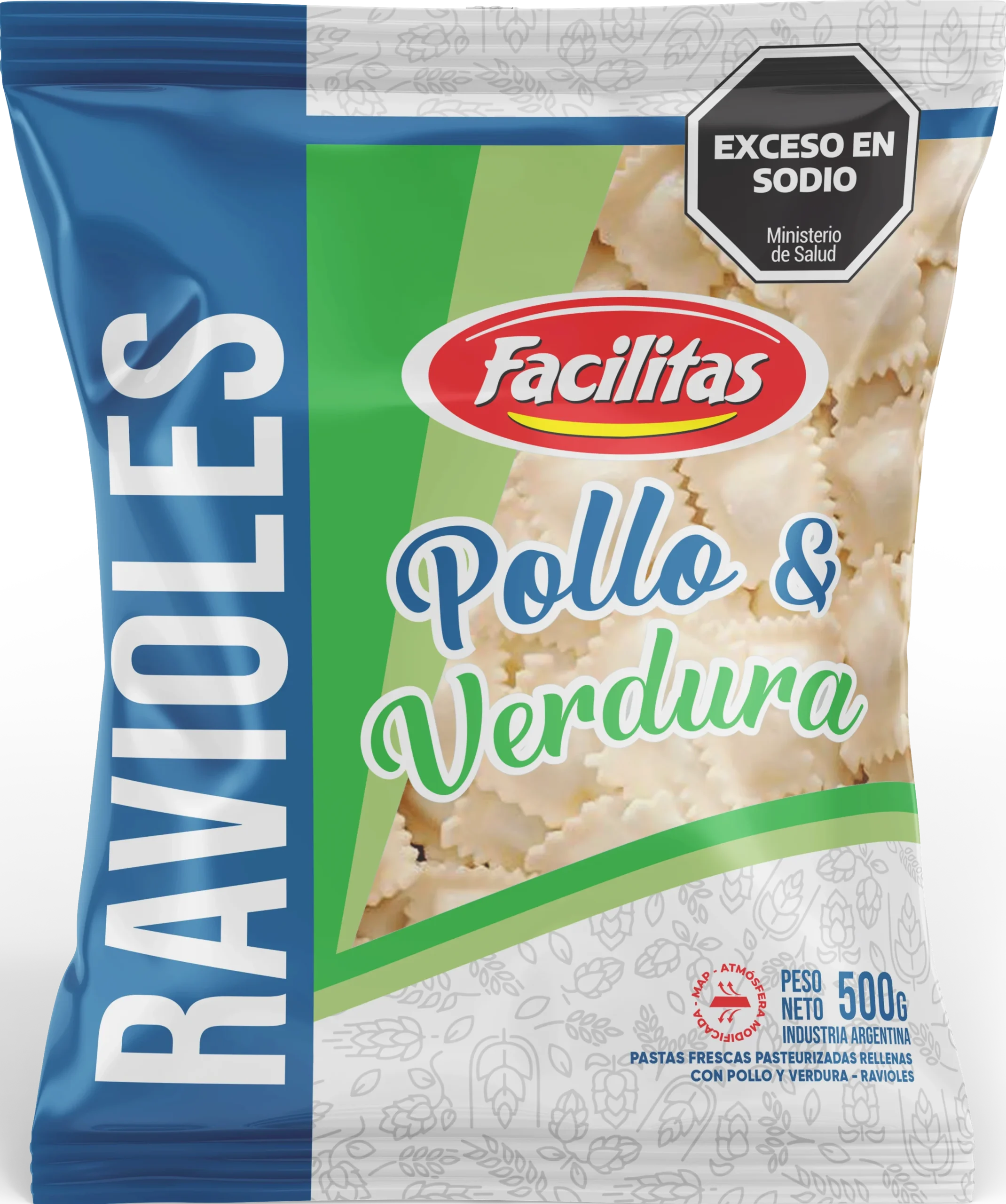 Ravioles pollo y verdura x 500 g
